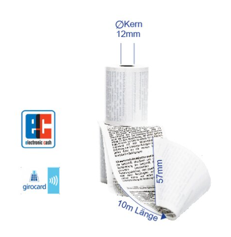 Thermorollen 57 mm x 10 m x 12 mm mit Sepalastschrift, Rollendurchmesser 30 mm / 50 Stück